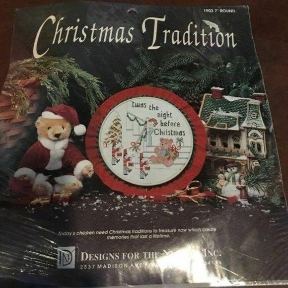 Christmas Tradition Bear Counted Cross Stitch Kit Twas night before christmas‎ - Picture 2 of 4